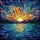 Art Enthusiasts' Glowing Stained Glass Sunset Mosaic, Teal Blue Orange Purple Mountainscape Stained Glass Suncatcher - 7