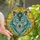 Wildlife Art Lovers' Stained Glass Wolf Head Mosaic Teal Gold Orange Intricate Mandala Stained Glass Suncatcher - 1
