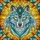 Wildlife Art Lovers' Stained Glass Wolf Head Mosaic Teal Gold Orange Intricate Mandala Stained Glass Suncatcher - 7