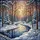 Nature Lovers' Tiffany Style Snowy River Winter Forest Jewel Tones Blue White Amber Lavender Brown Stained Glass Suncatcher - 7