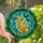 Dog Lovers' Intricate Stained Glass Golden Labrador Crescent Moon Teal & Gold Botanical Mosaic Stained Glass Suncatcher - 1