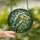 Nature Lovers' Tiffany Style Stained Glass Vibrant Bird & Garden Mosaic, Teal Orange Yellow Jewel Tones Stained Glass Suncatcher - 2
