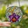Floral Art Enthusiasts' Tiffany Glass Style Purple Orchid Orange Labellum Botanical Mosaic Stained Glass Suncatcher - 2