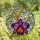 Floral Art Enthusiasts' Tiffany Glass Style Purple Orchid Orange Labellum Botanical Mosaic Stained Glass Suncatcher - 4