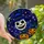 Halloween Lovers' Whimsical Stained Glass Skull Jack-O'-Lantern Blue Orange Green Mosaic Stained Glass Suncatcher - 1