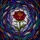 Art Lovers' Tiffany Stained Glass Rose Crimson Emerald Violet Abstract Swirl Mosaic Stained Glass Suncatcher - 7