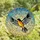 Nature Lovers' Vibrant Tiffany Stained Glass Songbird Orange Black Blue-Grey Mosaic Dappled Sky Stained Glass Suncatcher - 4