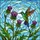 Nature Lovers' Iridescent Hummingbird Thistle Tiffany Stained Glass Purple Pink Green Jewel Tone Mosaic Stained Glass Suncatcher - 7