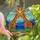 Wildlife Art Enthusiasts' Tiffany Style Stained Glass Giraffe Nuzzle Landscape Blue Orange Stained Glass Suncatcher - 1
