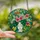 Art Lovers' Vibrant Tiffany Stained Glass Tropical Floral Vase Art with Emerald Green, Aqua, Pink, Orange Tones Stained Glass Suncatcher - 2