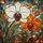 Nature Lovers' Vibrant Stained Glass Orchid Floral Mosaic Jewel Tones Amber Orange Teal Stained Glass Suncatcher - 7