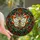 Art Lovers' Tiffany Stained Glass White Orange Butterfly Ruby Red Berries Emerald Green Vines Intricate Mosaic Stained Glass Suncatcher - 1