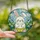 Animal Lovers' Whimsical Stained Glass White Bunny, Yellow Shorts, Pink Polka Dots, Green Floral Mosaic Stained Glass Suncatcher - 2