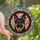 German Shepherd Lovers' Tiffany Style Stained Glass Black Tan Dog Smiling Portrait Red Frame Light Blue Green Mosaic Stained Glass Suncatcher - Ivc8TuoOre