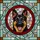 German Shepherd Lovers' Tiffany Style Stained Glass Black Tan Dog Smiling Portrait Red Frame Light Blue Green Mosaic Stained Glass Suncatcher - 7