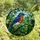 Nature Lovers' Intricate Stained Glass Eastern Bluebird Cobalt Blue Orange Amber Leaf Forest Green Mosaic Art Stained Glass Suncatcher - 4
