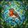 Nature Lovers' Vibrant Edge-to-Edge Stained Glass Robin Tiffany Art Orange Amber Green Blue Stained Glass Suncatcher - 7