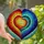 Art Lovers' Glowing Tiffany Glass Heart Mosaic Swirl Yellow Orange Red Teal Indigo Stained Glass Suncatcher - 1