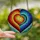 Art Lovers' Glowing Tiffany Glass Heart Mosaic Swirl Yellow Orange Red Teal Indigo Stained Glass Suncatcher - 2