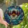 Mystical Art Lovers' Intricate Stained Glass Bat Celestial Night Sky Mosaic Amber Red Pink Jewel Tones Stained Glass Suncatcher - 1