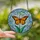 Nature Lovers' Vibrant Tiffany Glass Monarch Butterfly Orange Black Jewel Tones Sky Blue Emerald Green Floral Mosaic Stained Glass Suncatcher - 2