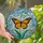 Nature Lovers' Vibrant Tiffany Glass Monarch Butterfly Orange Black Jewel Tones Sky Blue Emerald Green Floral Mosaic Stained Glass Suncatcher - 1