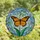 Nature Lovers' Vibrant Tiffany Glass Monarch Butterfly Orange Black Jewel Tones Sky Blue Emerald Green Floral Mosaic Stained Glass Suncatcher - 4