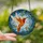 Nature Lovers' Vibrant Tiffany Stained Glass Rufous Hummingbird Ruby Red Luminous Orange Botanical Celestial Mosaic Stained Glass Suncatcher - 2