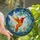Nature Lovers' Vibrant Tiffany Stained Glass Rufous Hummingbird Ruby Red Luminous Orange Botanical Celestial Mosaic Stained Glass Suncatcher - 1