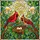 Nature Lovers' Tiffany Style Glowing Stained Glass Cardinals Nest Mosaic Fiery Red Orange Green Cream Stained Glass Suncatcher - 7