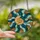 Art Lovers' Glowing Tiffany Stained Glass Nautilus Cross-Section Teal Aqua Copper Mosaic Stained Glass Suncatcher - 2