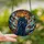 Halloween Enthusiasts' Tiffany Stained Glass Jack-o'-lantern Glowing Orange Indigo Autumnal Mosaic Stained Glass Suncatcher - 2