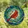 Nature Lovers' Vibrant Red Cardinal Tiffany Stained Glass Mosaic Art with Silver Branches, Translucent Jewel Tones, Blue Green Swirling Patterns Stained Glass Suncatcher - 4