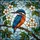Art Enthusiasts' Intricate Stained Glass Kingfisher Bird Blue Orange Floral Pattern Stained Glass Suncatcher - 7