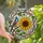 Nature Lovers' Stained Glass Tufted Bird Sunflower Emerald Blue Orange Floral Mosaic Pattern Tiffany Jewel Tones Stained Glass Suncatcher - 1