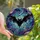 Fantasy Art Aficionados' Intricate Tiffany Stained Glass Bat Teal Purple Pink Night Sky Mosaic Stained Glass Suncatcher - 1