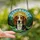 Dog Lovers' Glowing Tiffany Style Hound Dog Stained Glass Forest Landscape Art Stained Glass Suncatcher - v0Iksehjiv