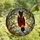 Art Lovers' Highly Detailed Tiffany Style Stained Glass Inverted Bird Glowing Amber Orange Red-Brown Mosaic Stained Glass Suncatcher - 4