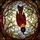 Art Lovers' Highly Detailed Tiffany Style Stained Glass Inverted Bird Glowing Amber Orange Red-Brown Mosaic Stained Glass Suncatcher - 7
