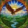 Wildlife Enthusiasts' Stained Glass Bald Eagle Mountain Forest Radiant Jewel Tones Orange Yellow Blue Stained Glass Suncatcher - 7