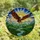 Wildlife Enthusiasts' Stained Glass Bald Eagle Mountain Forest Radiant Jewel Tones Orange Yellow Blue Stained Glass Suncatcher - 4