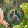 Art Aficionados' Stained Glass Ravens Embrace Tiffany Style Teal Purple Jewel Tone Forest Mosaic Stained Glass Suncatcher - n3M402lslw