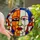 Abstract Art Lovers' Tiffany Stained Glass Cubist Face Vibrant Orange Purple Crimson Edge-to-Edge Mosaic Stained Glass Suncatcher - 1
