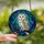 Nature Lovers' White Barn Owl Stained Glass Deep Blue Emerald Swirls Orange Berries Stained Glass Suncatcher - 2