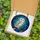 Nature Lovers' White Barn Owl Stained Glass Deep Blue Emerald Swirls Orange Berries Stained Glass Suncatcher - 5