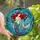 Women's Tiffany-Style Stained Glass Mermaid, Red Hair, Iridescent Tail, Jewel Tone Ocean Mosaic Stained Glass Suncatcher - 1