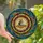 Whimsical Dreamers' Tiffany Style Stained Glass Mouse Flying Saucer Deep Blue Teal Purple Gold Cosmic Galaxy Art Stained Glass Suncatcher - 1