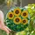 Art Lovers' Intricate Golden Sunflowers Emerald Leaves Stained Glass Mosaic Stained Glass Suncatcher - 1