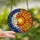 Celestial Enthusiasts Tiffany Stained Glass Moon Sun Kiss Mosaic Pattern Vibrant Blue Orange Yellow Stained Glass Suncatcher - 2