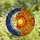 Celestial Enthusiasts Tiffany Stained Glass Moon Sun Kiss Mosaic Pattern Vibrant Blue Orange Yellow Stained Glass Suncatcher - 4